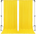 AK TRADING CO. 10 feet x 8 feet IFR Polyester Backdrop Drapes Curtains Panels with Rod Pockets - Wedding Ceremony Party Home Window Decorations - Lemon Yellow