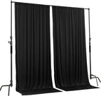 AK TRADING CO. 10 feet x 10 feet IFR Polyester Backdrop Drapes Curtains Panels with Rod Pockets - Wedding Ceremony Party Home Window Decorations - Black (Pack of 12)