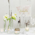 12Pcs Table Number Holder 8.66inch Tall Metal Iron Place Card Holder Lightweight Picture Holder Stand Portable Round Shape Photo Memo Note Holder for Office Wedding Party