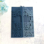 MillaSaw Navy Blue Wedding Invitation Gate Laser Cut Card Marriage Engagement Ceremony Invite 25Pcs (4.9"x7.1", navy blue)