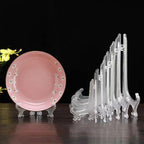 12 Pack 4 Inch Clear Plastic Easels or Stand/Plate Holders to Display Pictures or Other Items at Weddings, Plate Stands for Home Decoration, Birthdays, Tables