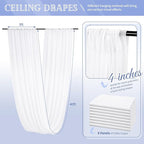 8 Panels White Ceiling Drapes for Wedding 5ftx40ft Sheer Drapery Chiffon Fabric Arch Draping Curtains for Party Ceremony Birthday Baby Shower Reception Stage Ceiling Decorations