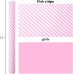 Burymento Pink and White Stripes Wrapping Paper, Reversible Pink Gift Wrap for Birthday, Valentines, Mothers day, Graduation, Wedding, Fathers day, Baby Shower, Christmas (17in x 32.8ft)