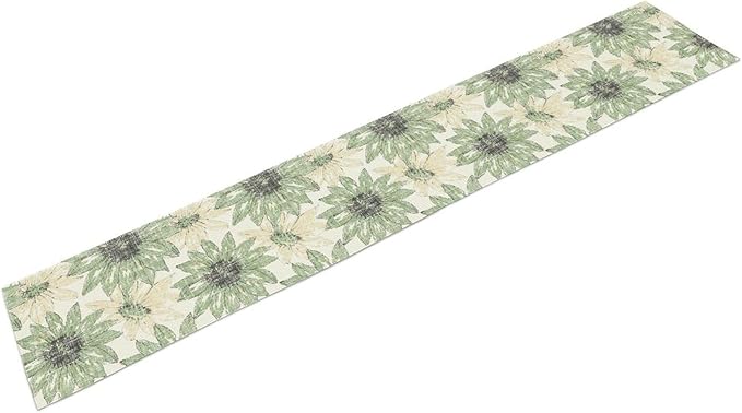 Chrysanthemum Vintage Floral Table Runner, Elegant Yellow Sunflower Spring Summer Elegant Pattern Artichokes Flower Table Runner for Party Kitchen Dining Living Room Decor, 13x60 Inch