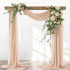 Nude Fall Sheer Elegant Arch Draping Fabric Outdoor 1 Panel 29" × 20Ft Sheer Chiffon Curtain Drapes for Wedding Ceremony Birthday Party Garden Brunch