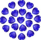 PATIKIL 20 Pcs Natural Heart Shaped Crystal Stone, 0.6 Inch Mini Polished Love Gemstone Crystal, Pocket Rock Engraved Worry Stones for Women Gifts Meditation, Dark Blue Cats Eye
