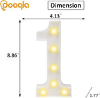 Pooqla LED Light Up Numbers, Warm White and Cool White Decorative Lighted Marquee Numbers, Light Up Numbers for 1st Birthday, Boys Girls, Party, Wedding, Bar, Night Light, Room Decor, Number 1
