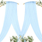 MLMC Baby Blue Wedding Arch Draping Fabric 1 Panel 29" x 20 FT Extra Long Gauze Drapes Sheer Backdrop Curtains 6.6 Yards Outdoor Drapery Panels for Wedding Baby Shower Party Ceiling Decoration