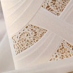 Hosmsua 50PCS Customized Ivory Wedding Invitations Kit 5.12x7.2 Inch Laser Cut Gold Foil Hollow Flora Lace Sleeve Pocket Wedding Quinceanera Invitation with Envelopes