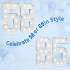 Marquee Numbers Large 58th-Birthday Decorations: 4ft Light Up Number Party Decor 58 Year Old Women And Men 85th Birthday Decoration Backdrop 85 Anniversary Cardboard Big Mosaic Balloon Frame Number 58
