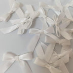 50pcs 1-1/2" Mini White Satin Ribbon Bows Without Twist Ties for Crafts Gift Wrapping Packing Christmas Decoration (White)