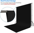 HEMMOTOP Black Backdrop Background, 6x9 ft Polyester Fabric Chromakey Black Screen Backdrops Collapsible for Photoshoot, Birthday Party, Wedding, Photography (Backdrop only)