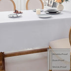 Oval White Tablecloth 60 x 84 Inch Polyester Fabric Washable Table Cloth Decorative Solid Color Wrinkle Resistant Table Cover for Dining Party Wedding Camping