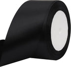 Black Solid Satin Ribbon 2 Inch 25 Yards Solid Polyester Fabric Ribbon for Gift Wrapping Wedding Christmas Baby Shower Birthday Party Decoration Handmade Immortal Flower Craft