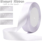 White Solid Satin Ribbon 1 Inch 25 Yards Solid Polyester Fabric Ribbon for Gift Wrapping Wedding Christmas Baby Shower Birthday Party Decoration Handmade Immortal Flower Craft