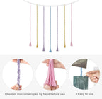 Mkono Macrame Hanging Photo Display Wall Decor with String Lights, Boho Wooden Beads Garland Collage Picture Card Frame Holder with 45 Clips for Bedroom Living Room Dorm, Teen Girls Christmas Gifts