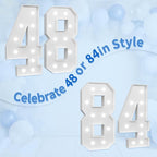 imprsv Marquee Numbers Large 48th-Birthday Decorations: 4ft Light Up Number Party Decor 48 Year Old 84th Birthday Decoration Backdrop 84 Anniversary Cardboard Big Mosaic Balloon Frame Number 48