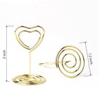 20PCS Mini Table Number Holders, Heart Shaped Place Card Holder, Premium Photo Holders for Tables, Table Sign Holders Card Stands Menu Memo Clips for Wedding Valentine's Day Table Decor, Gold