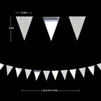 30 Ft Silver Party Decorations Glitter Metallic Paper Triangle Banner Flag Garland Pennant Bunting for Graduation Wedding Engagement Anniversary Bachelorette Birthday Baby Bridal Shower Party Supplies