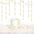 Champagne Gold White Party-Decorations Streamers - 52Ft Hanging Birthday Paper Garland Banner,Christmas Wedding Baby Bridal Shower Bachelorette Engagement Graduation Supplies Backdrop Decor Hugtmr