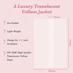 30 Pack Pre-Folded Vellum Jackets for 4x6 Invitations, Translucent Vellum Paper 4x6 Jackets, 100GSM Wedding Invitations Wraps, Envelope Liners for Birthdays, Baby Showers