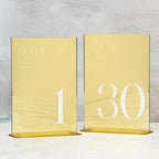 JINMURY Gold Wedding Table Numbers 1-30 with Stands, 5"x7" Gold Mirror Acrylic Table Numbers, Perfect for Wedding Reception, Party, Anniversary, Event