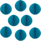 8pcs 10 inch Paper Honeycomb Balls Decorative Tissue Pom Poms Flower Art Hanging Balls for Birthday Wedding Nursery Baby Shower Home Decor (10inch, Teal)