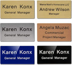 Custom Engraved Name Tag Badge for Business Personalized Identification with Pin or Magnetic Backing Metal ID Badge (Silver/Black, 1.5" x 3")