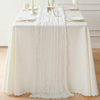 Sioloc Ivory White Cream Cheesecloth Table Runner Fall Autumn Decor for Home 10ft Table Cloth for Tea Wedding Birthday Party Baby Bridal Shower Halloween Thanksgiving