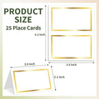 25 Premium Place Cards for Table Seating, Wedding Name Place Card with Gold Foil Border, Tent Cards for Birthday Bridal Shower Baby Shower Reception Dinner Party Decorations -A29