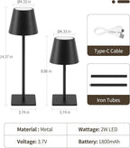 UME Cordless Table Lamp, Battery Operated Lamp - Portable Waterproof Rechargeable Table Lamp w/ 3 Color Temps & Stepless Dimming for Dinner, Desk, Cafe, Outdoor (Black)