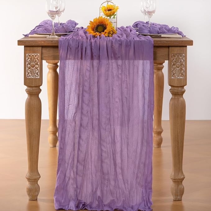 Lavender Purple Cheesecloth Table Runner 6 Pack Fall Table Runners Boho Gauze 120 Inches Cheese Cloth Fall Table Decorations for Thanksgiving Wedding Bridal Baby Shower Birthday Garden Party