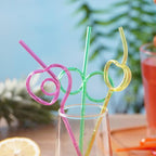 24 Pcs Silly Crazy Straws for Kids Reusable Plastic Loop Curly Crazy Drinking Straws for Classroom Activities Valentines Day Gift Christmas Birthday Wedding Party Supplies Decoration