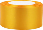 Yellow Solid Satin Ribbon 2 Inch 25 Yards Solid Polyester Fabric Ribbon for Gift Wrapping Wedding Christmas Baby Shower Birthday Party Decoration Handmade Immortal Flower Craft