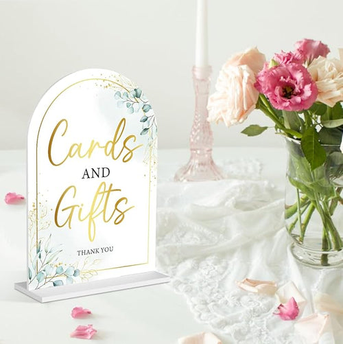 2-Piece Acrylic Wedding Sign Set for Ceremony & Reception - 5x7 Inch White Guest Book, Cards & Gifts, Please Sign Our Guest Book - Wedding Decor Bundle