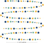 Blue Gold Green Decorations Circle Dots Garland Metallic Gold Navy Blue with Sage Green Hanging Polka Dot Streamer for Birthday Baby Shower Bridal Shower Wedding Bachelorette Engagement Party Supplies