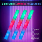 174 Pack LED Foam Glow Sticks, Glow Stick Bulk Party Pack with 3 Modes Colorful Flashing, Glow in Dark Party Supplies for Wedding, Raves, Concert, Camping