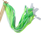 30pcs Lace Ribbon Stick Wands Christmas Birthday Party Streamers Wands Fairy Stick for Wedding Activities (Green+Lace)