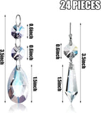 24 Pcs Chandelier Crystal Replacement 38 mm Teardrop & Icicle Crystal Prisms Hanging Gems Parts for Lamps and Chandeliers Suncatcher Christmas Tree Windows Home Decor (Clear)