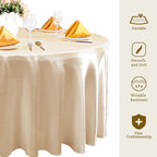 fani 6 Pack 120 Inch Champagne Round Tablecloth - Premium Silky Satin Tablecloth Overlay Smooth Fabric Table Cover Linens, Table Decoration for Wedding Party Banquet Events Restaurant Kitchen Dining