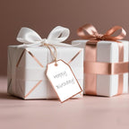 100Pcs Blank Gift Tags with String Attached Foil Rose Gold Frame Large White Paper Gift Tags Presents with 65 Ft Jute Twine for Birthday Wedding Baby Shower Graduation Gift Wrap Tag
