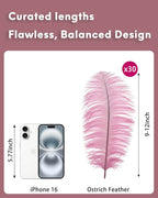 NEWONG 30pcs Peony Pink Ostrich Feathers Natural Bulk 9-12inch(23-30cm) Vase Craft Wedding Home Party Centerpieces Christmas Day Decoration