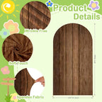 Wood Arch Cover 6ft Arch-Backdrop-Cover Jungle Theme Arched Stand Covers Wooden Arches Backdrop Double Sided Wood & White Cover for Back Drop Stand for Baby Shower Wild First Birthday Décor