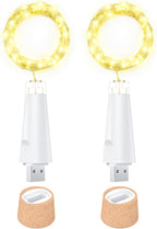 USB Bottle Lights Rechargeable Wine Bottle Fairy Lights Cork LED String Lights 20 LEDs Copper Wire for Table Party DIY Decor