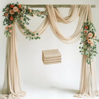 Wedding Arch Draping Fabric 4 Panels 28.7" x 20FT Champagne Sheer Chiffon Backdrop Drapes for Wedding Ceremony Birthday Party Bridal Shower Outdoor Decoration