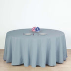 Efavormart Round Tablecloth, 132 Inch Stain & Wrinkle Resistant Washable Table Cloth, Decorative Polyester Fabric Table Cover for Banquet, Wedding, Dining- Dusty Blue