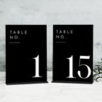 JINMURY Wedding Black Table Numbers 1-15 with Stands, 5"x7" Black Acrylic Table Numbers with White Font for Wedding Party Reception (1-15, 5"x7")