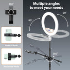 Ring Light 22inch Kit: Ring Light Tripod for iPhone ipad,with 75" Tripod/LCD Display/4 Phone Tablet Clips/2 USB Ports,LED RingLight for Barber Makeup Tattoo TikTok Video Recording Vlog (White)