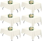 Ivory 6 Pack Polyester Table Cloth 60 x 126 Inch, Rectangle Tablecloths for 6 Foot Tables Washable Table Cloth for Party Wedding