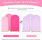 SoarDream Wedding Arch Cover Double-Sided Spandex Fitted Wedding Arch Stand Covers Set of 3 Light Purple Round Top Blushing Chiara Arch Covers 6FT 6.6FT 7.2FT for Wedding Party Decor